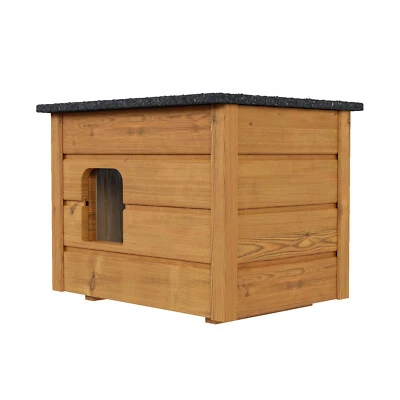 QLS Casa para Gatos de Madera 57x47 cm para Exterior - Aislada, Resistente a la Intemperie, Montada