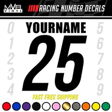 Racing Number Name Vinyl Decal Sticker | Dirt Bike Plate BMX Motocross Car Truck