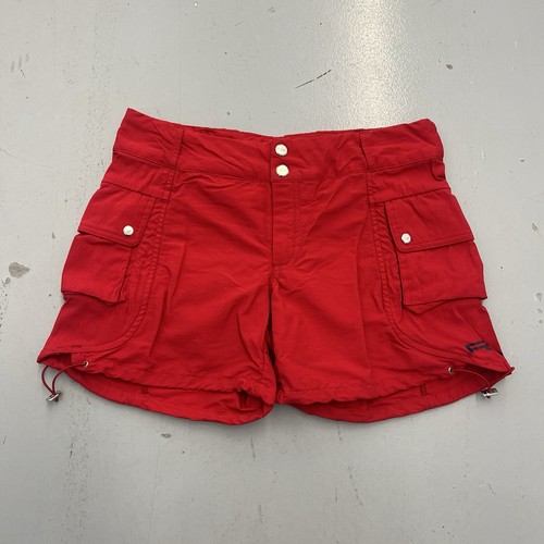 RLX Ralph Lauren Womens Red Flat Front Button Golf Casual Cargo Shorts