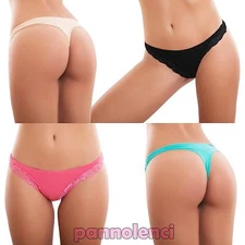 Women's Thong Intimate Lingerie Lace Cotton Sexy Panties New F6271