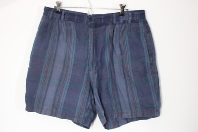 Vtg Bugle Boy Vincente Nesi 36 Blue Check Plaid Ramie Cotton