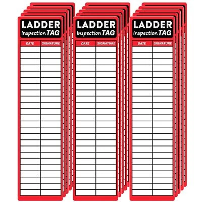 WOOTILE Ladder Inspection Labels 100 Pcs Safety Stickers for Ladders 8.5 x 2 Inch Red...