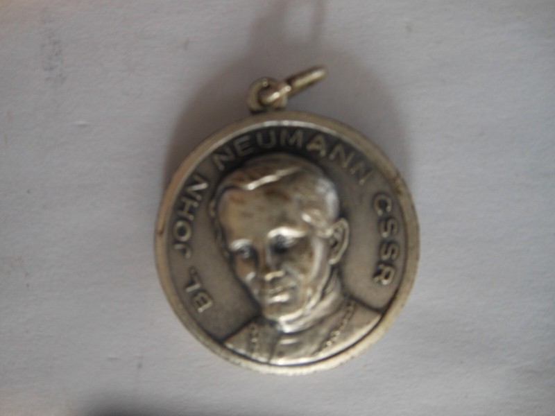 Vintage BL. John Neumann CSSR Virgin Mary Baby Jesus Pendant Made In Italy