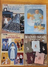 Lot of 4 vintage Leisure Arts Leaflets booklets crochet knitting patterns Needle