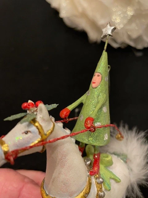 Dept 56 Krinkles Patience Brewster Jingle bells Horse with tree rider 7"X6" Rare - Image 2 of 4