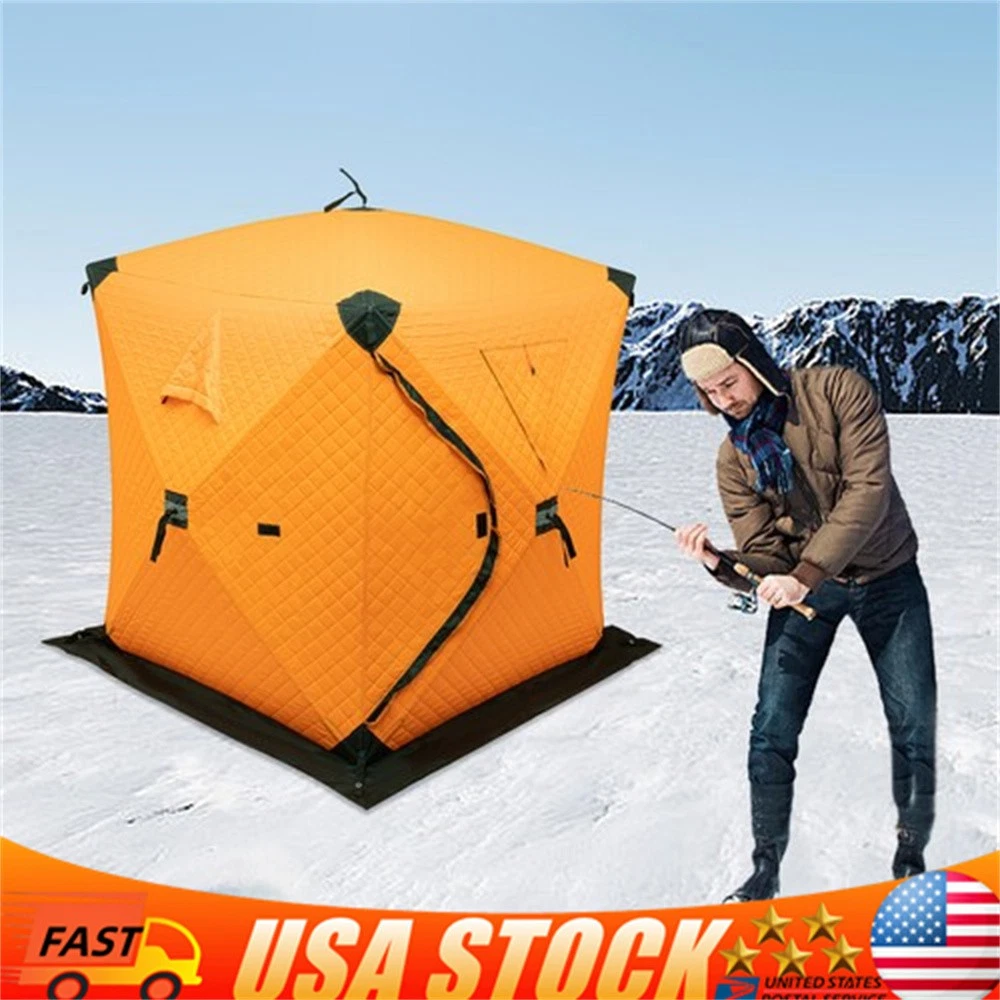 Portable Ice Fishing Tent 1-2 People Fishing Shelter Thermal Tent With Toolbag