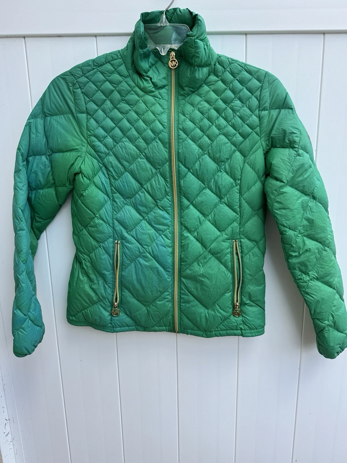 Giacca imbottita leggera Michael Kors verde impacchettabile piccola