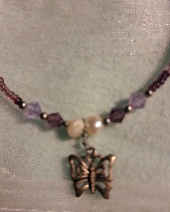 BUTTERFLY Crystal ANKLET 9" With Extender
