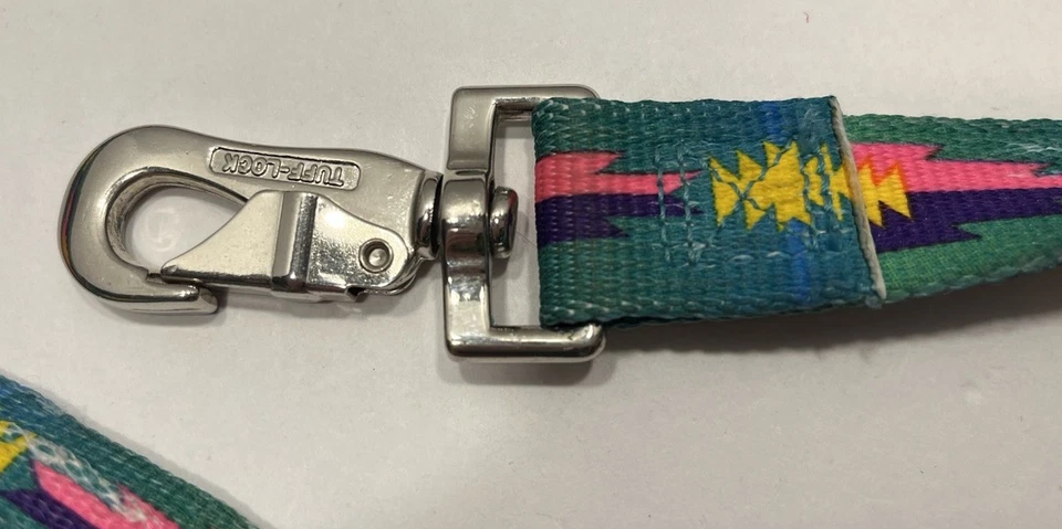 "Correa para perro Tuff Lock verde rosa amarillo púrpura estampado azteca 46"" de largo" Foto 3 de 4
