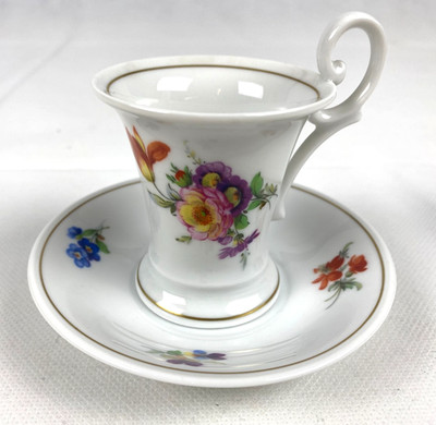 Weimar Porzellan Mokka-/ Espressotasse bunte Blumen TOP