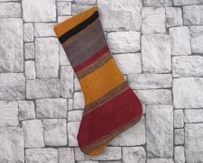 Christmas Stocking 10x18 in Large Handmade Kilim Stocking Xmas Rug Stocking Gift