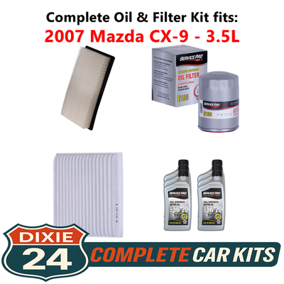 2007 Mazda CX-9 3.5L Complete Cabin, Air & Oil Filter Kit (5W-20