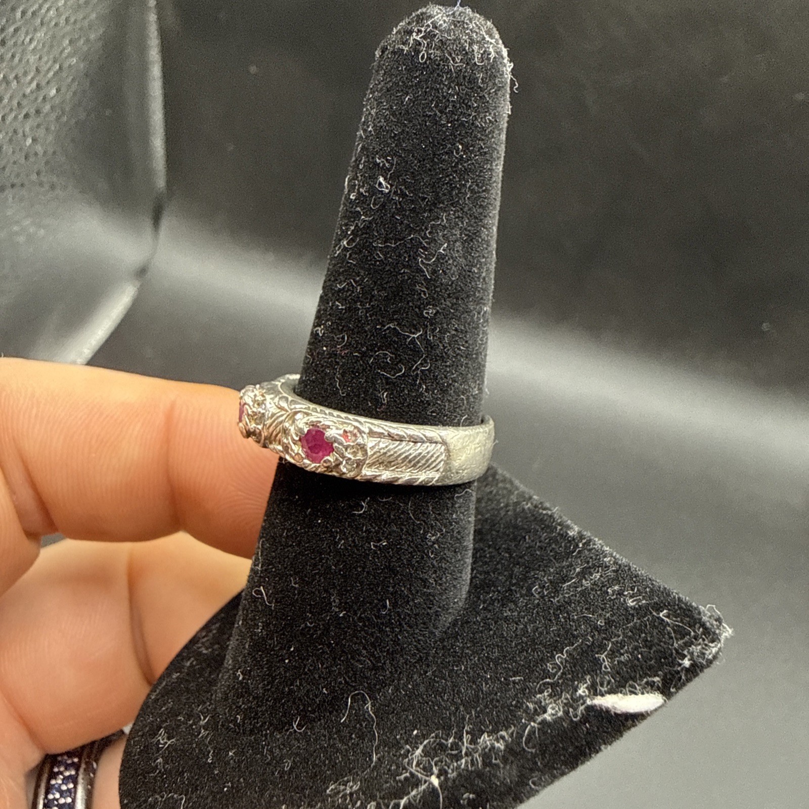 Judith Ripka Sterling Ruby Ring With Crystal/CZ A… - image 9