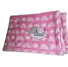 Le Bebe Favorite Pink Plush Fleece Elephant Cloud Baby Blanket 30x36