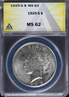 1925-S $1 Peace Silver Dollar ANACS MS 62 | Uncirculated UNC