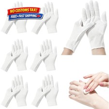 12-Pack Soft White Cotton Gloves for Night-Time Moisturizing  Eczema Care