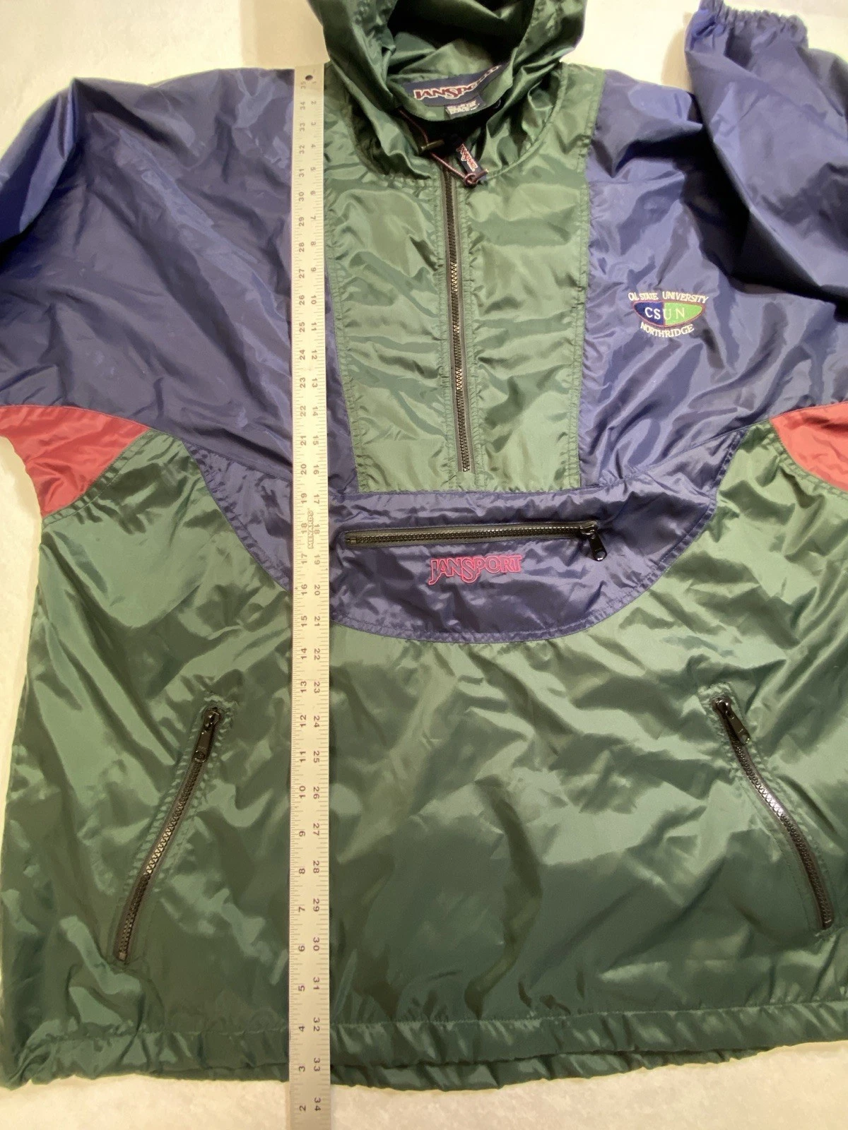 Jansport Cal State Northridge Windbreaker Mens XL Color block Vintage 90s Zip - product detail image 4