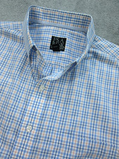 Jos A Bank Shirt Men's Large Signature Collection Plaid Blue Tailored Fit