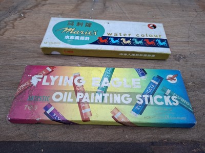 Vintage Acryl/Öl gebrauchte Malsets X2 verkauft wie gefunden, Marie's + fliegender Adler