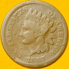 1867 U.S. INDIAN HEAD CENT COPPER PENNY 1c COIN (G-Good)