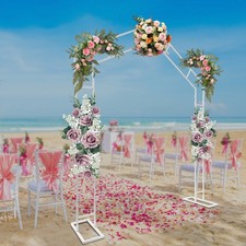 7.87ft Metal Arch Wedding Sturdy Base For Garden Party for Ceremony White