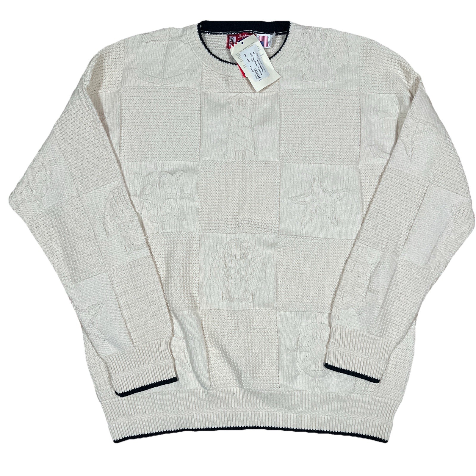 VTG Binghamton Knitting Nautical Patchwork Sweate… - image 2