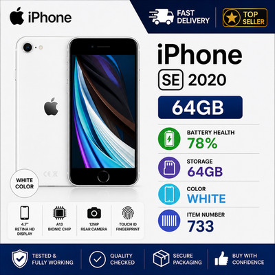 Apple iPhone SE 2020 Smartphone 64GB Weiß %78 Akku Entsperrt iOS 4G Handy B