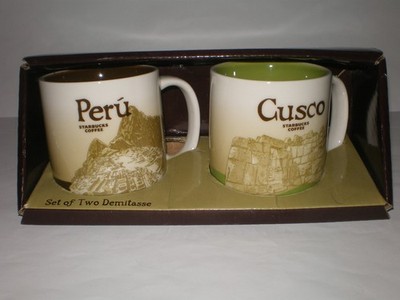 Starbucks Cusco Peru Demitasse Cup Set of 2 Espresso Mug New