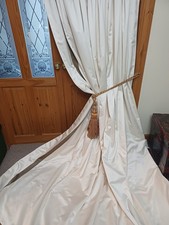 HUGE Ivory Interlined Curtains. Ea. 115 Inch Drop x 76 Inches Wide. Blackout