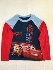 NWT Disney Store Cars Lightning McQueen Boys Shirt Top Red Blue 5/6,7/8