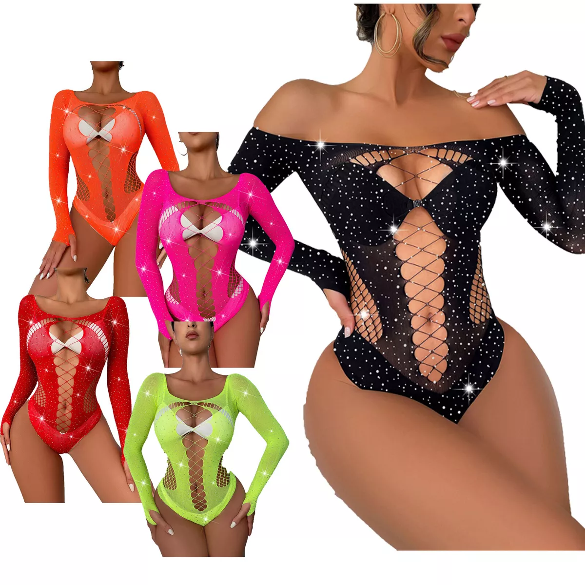 YiZYiF Womens Stretch Teddies Bodysuit High Cut Thong Leotard