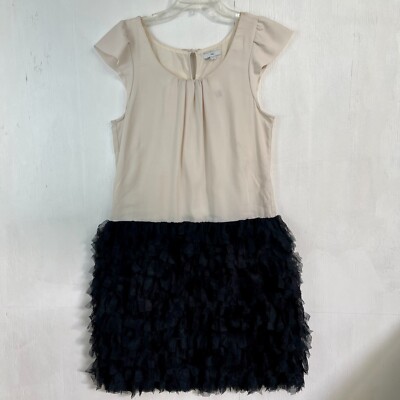 NWT GAP Women Cream Black Tulle Cap Sleeve Fancy Statement Dress Size 8
