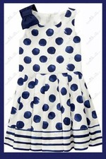 NWT Girls 4 Gymboree  SEASIDE STROLL  White cotton NAVY BLUE POLKA DOTS Dress