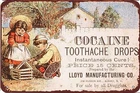Cocaine Toothacche Drops Vintage Advertising Old Metal Tin Sign 12 x 18