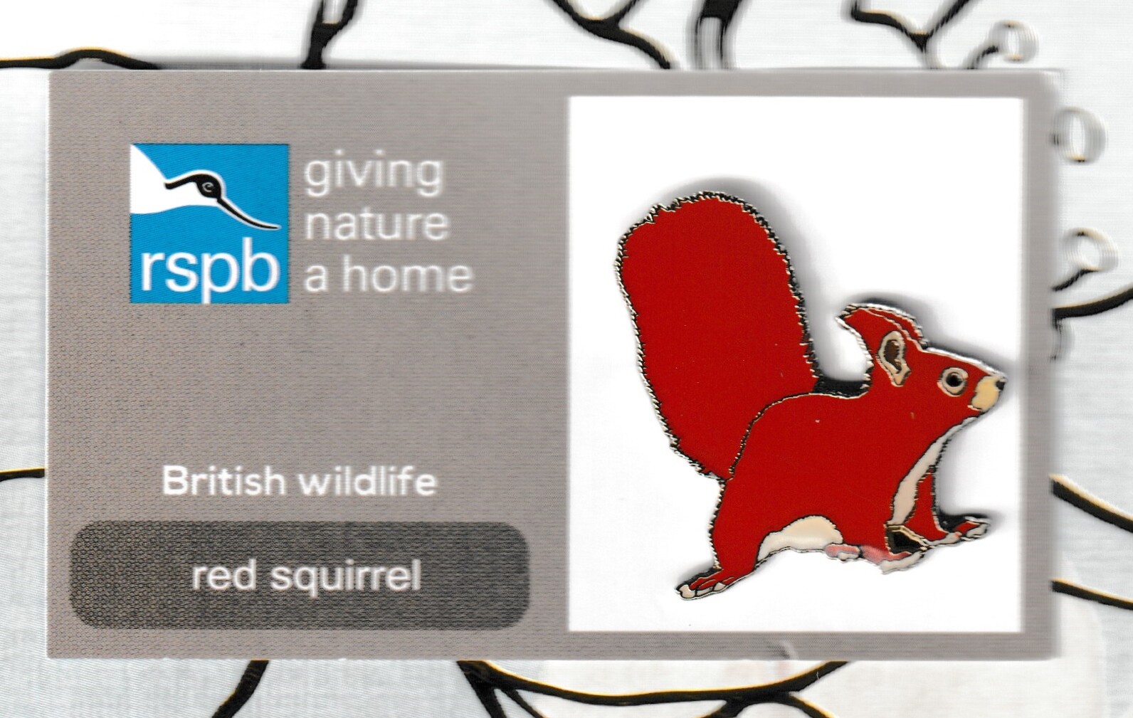 RSPB Pin Badge Red Squirrel grey gnah tick card 2016 eBay