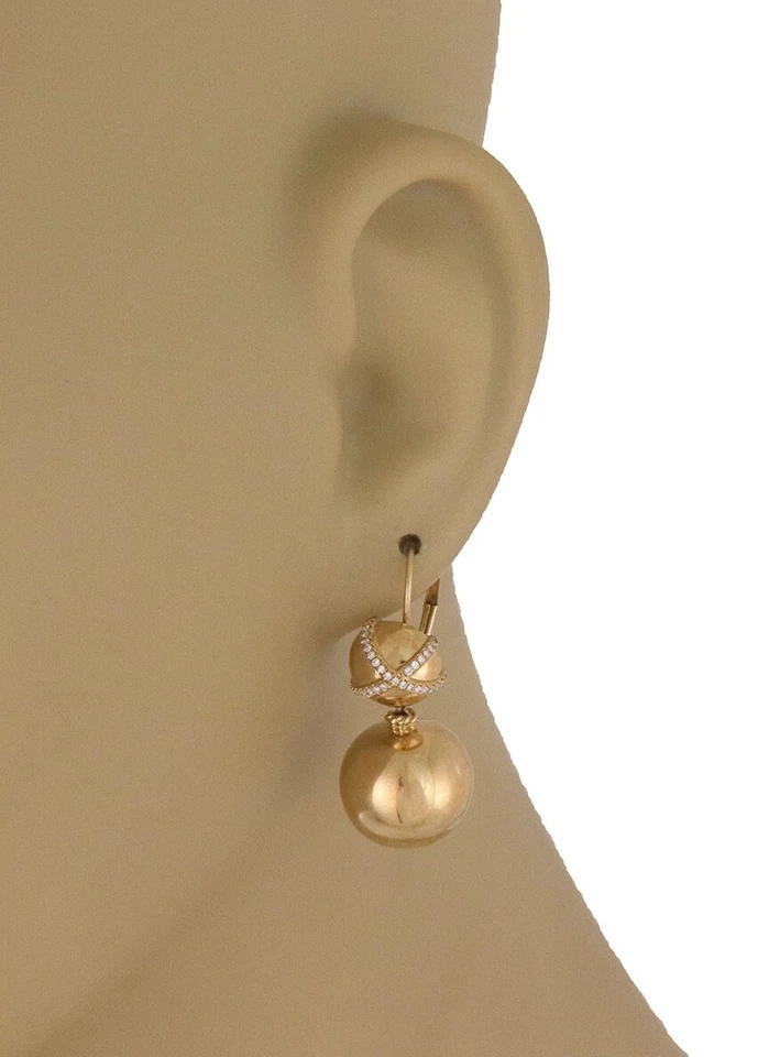 Pendientes David Yurman Diamante X Oro 18k Amarillo Cuelga Estilo Bola Foto 2 de 4