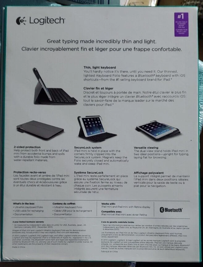 Logitech Ultrathin Keyboard Folio Case iPad Mini - Grey - Image 2 of 3