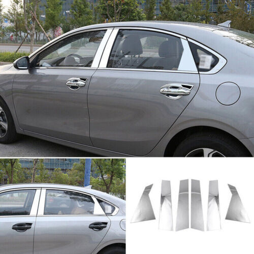 Chrome Pillar Panels for Kia Forte 2019-2021 - 6pc Door Trim Mirror Cover Kit
