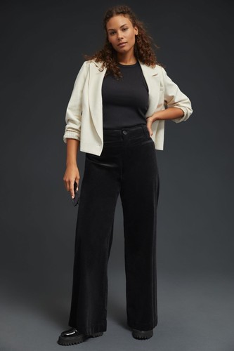NWT Maeve The Colette Corduroy Wide Leg Pants Plus Size 24W Black #7C411 - 第 1/11 張圖片