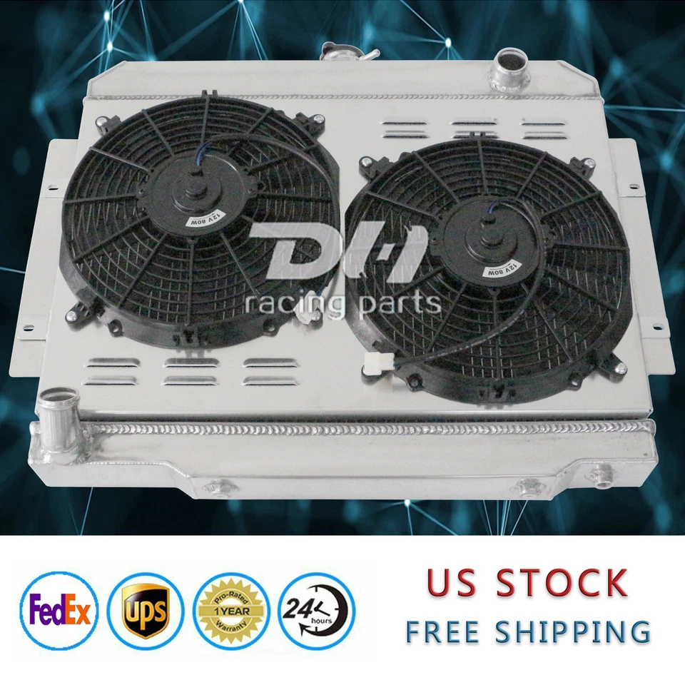 Radiador de 3 filas + cubierta + ventilador adecuado 72-86 Jeep CJ5/CJ6/CJ7 1981-1985 Scrambler #583 Foto 2 de 4