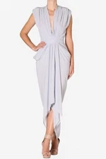 CARLA ZAMPATTI WATERFALL DRESS Light Blue/ Grey Event Party Cocktail Size 8