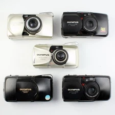 Lot of 5 Olympus AF Clamshell Cameras for Parts or Repair