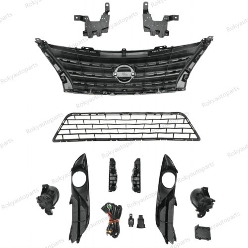 For Sentra 2013-2015 Bumper Upper Chrome Grille/Lower Mesh/Fog light Kit/Bracket - Picture 6 of 8