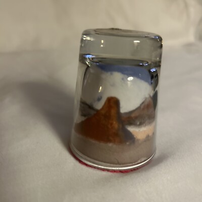 Painted Desert Sand Arizona in Upside Down Shot Glass,Hand Made,Mountain Scene