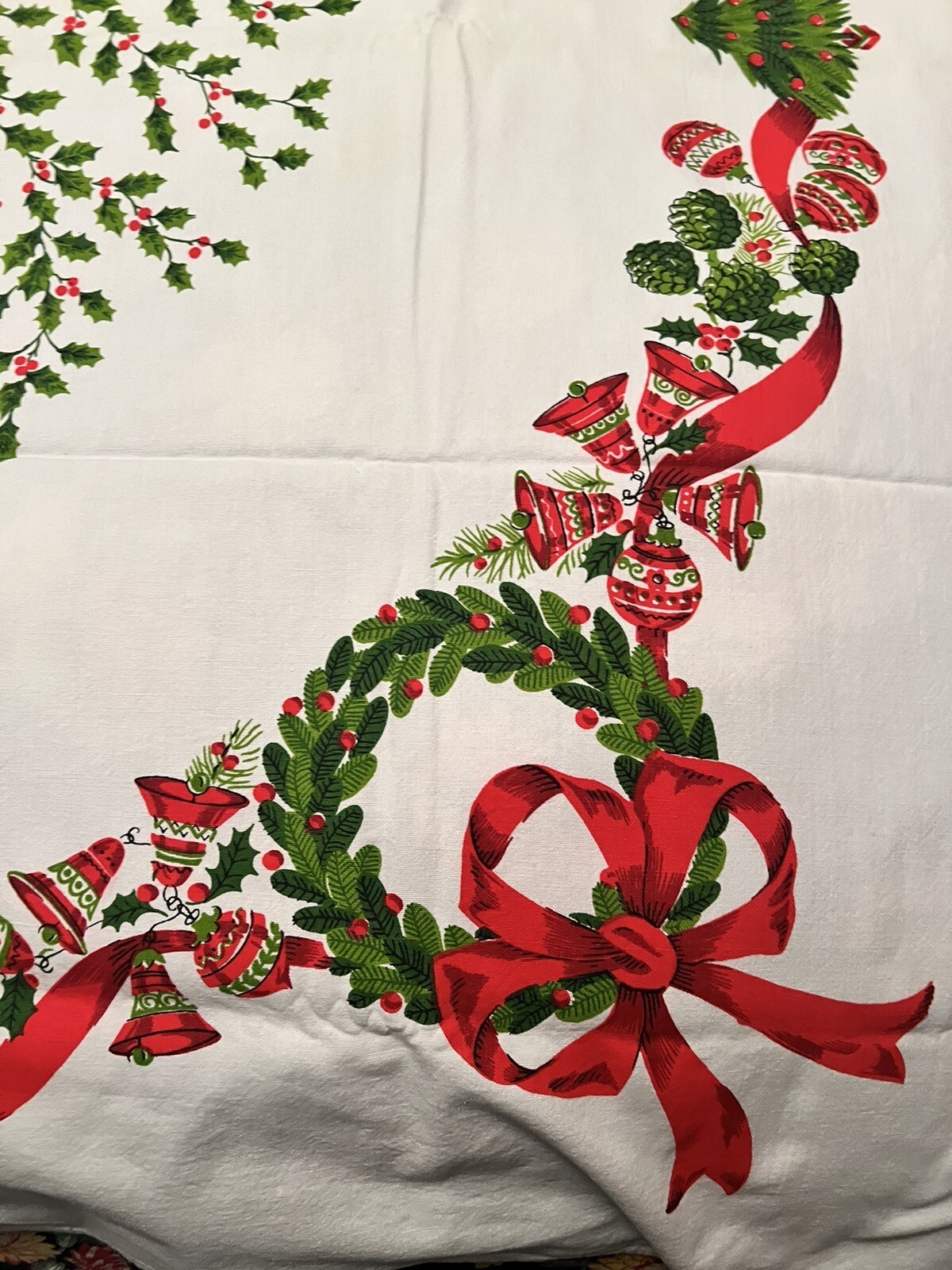 Vintage Christmas Tablecloth 48x64 eBay