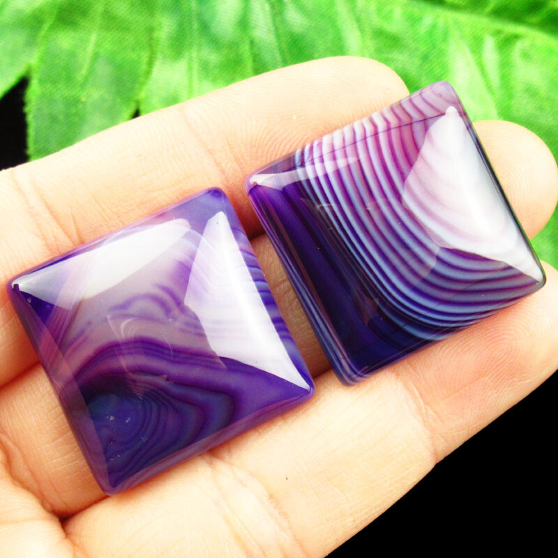 2Pcs 25x25x6mm Purple Onyx Agate Square Cab Cabochon Q07534