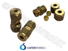2 X VERBINDUNGS-PRESSKUPPLUNG F&Uuml;R GAS-PILOTBRENNER BUNDROHR 6mm x 6mm SET