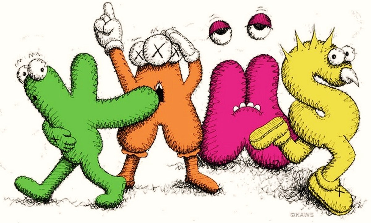 KAWS 2001年 渋谷 PARCO Gallery ステッカー KAWS x UNIQLO 'Multi-Color Name' SPRZ NY Graphic Art T-Shirt SOLD
