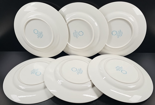 (6) Martha Stewart Lisbon Grey Salad Plates Set Macy's Floral Scrolls Dishes Lot - Picture 8 of 24
