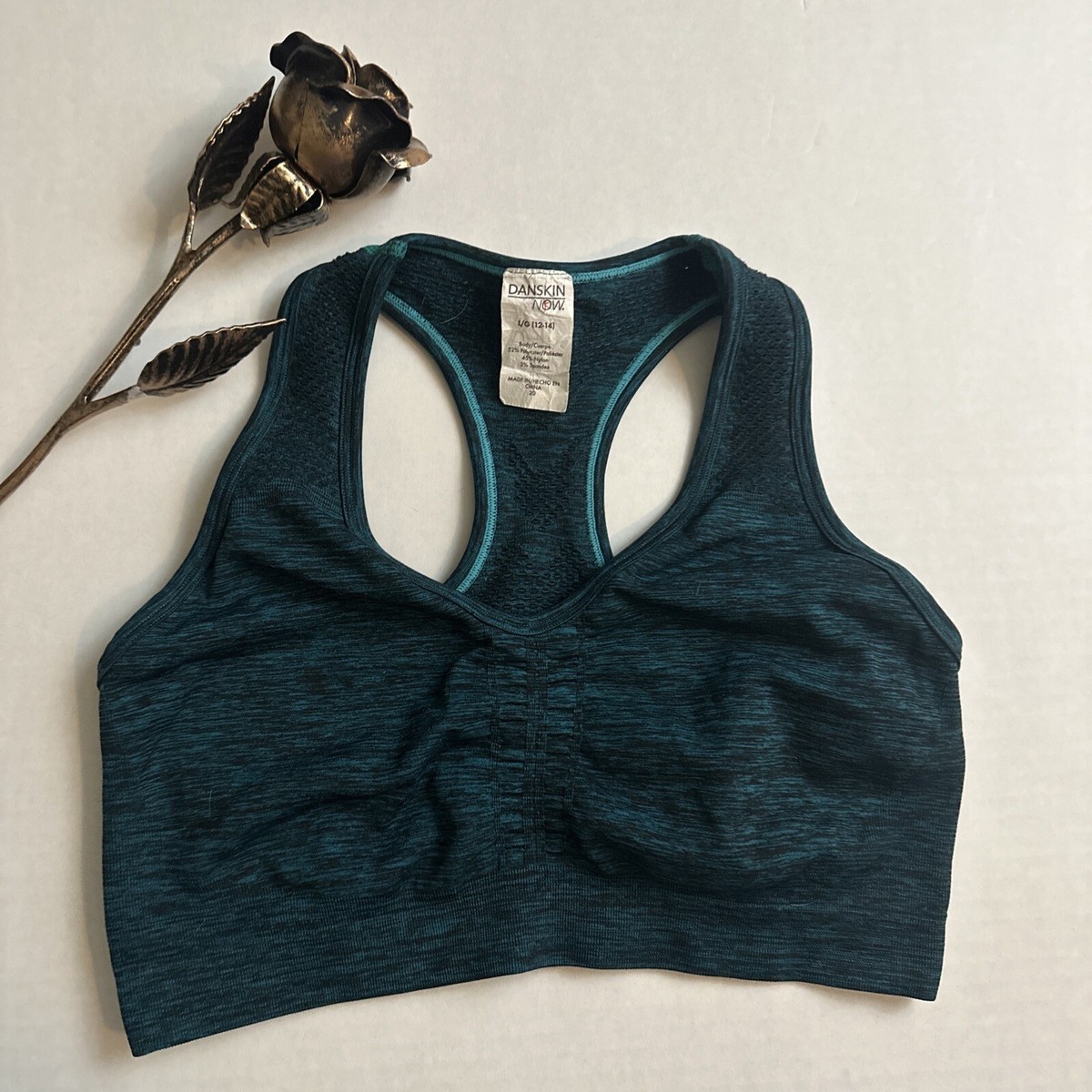 Women's Bras Green Sports Bra Size L 12-14 Danskin Brand No Pads included